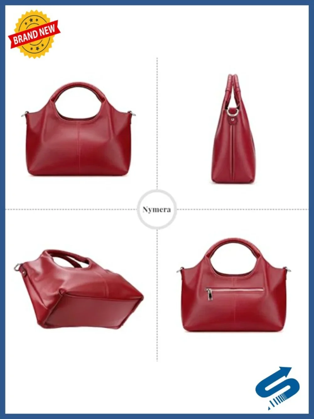 Vegan Leather Top Handle Satchel Purse with Adjustable Strap